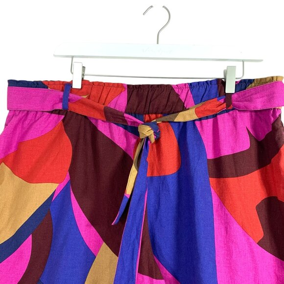 plus size Linen blend print Shorts high waisted  Self-Tie Sash size 2X Reitmans - Picture 14 of 15